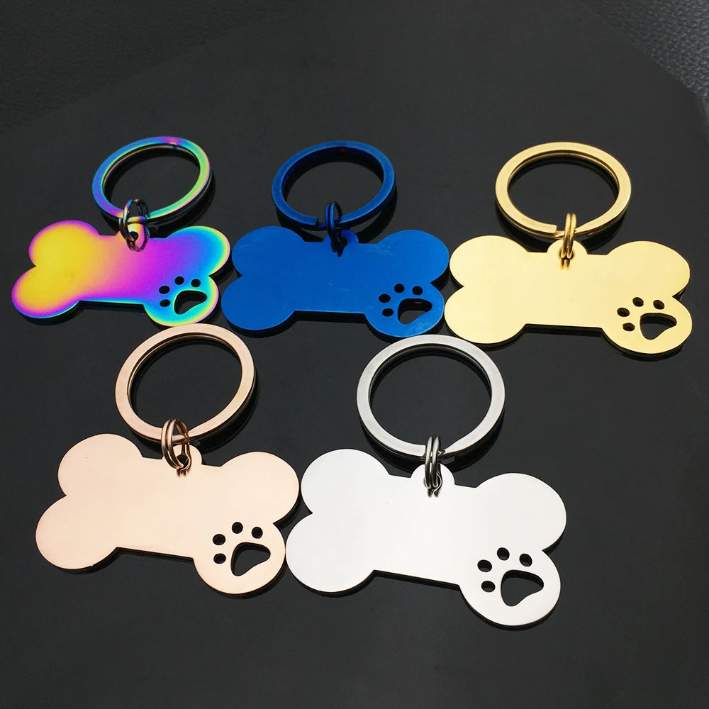 Engraved Pet ID Name Cat Puppy Stainless Steel Keychain YP8810