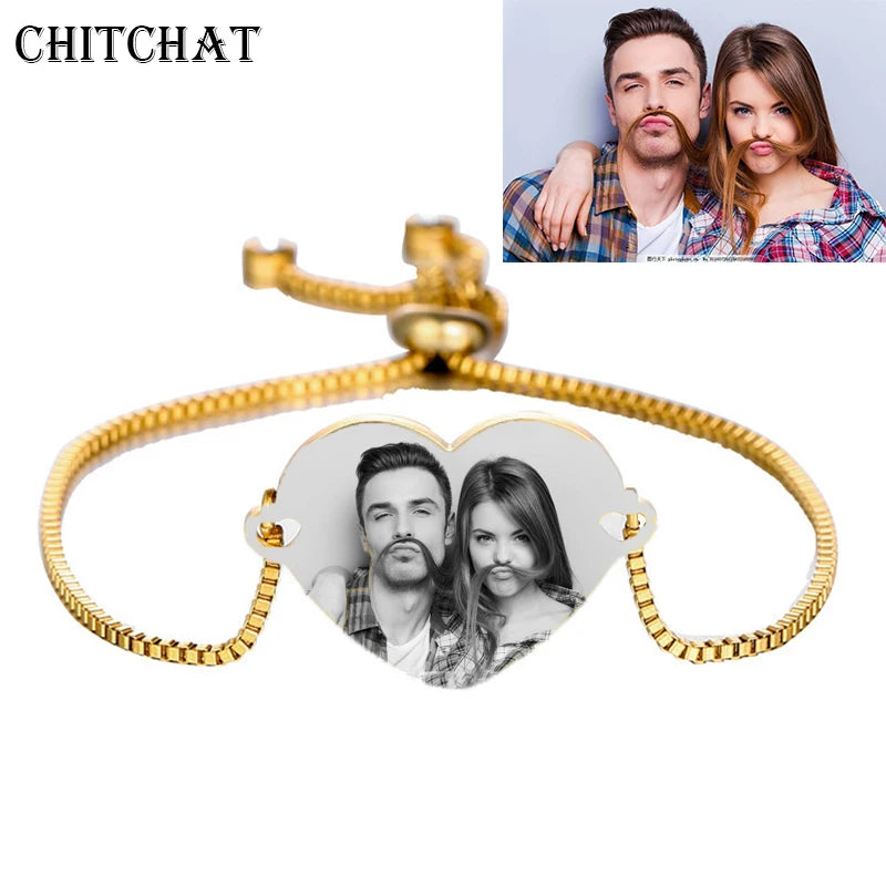 Engraved Photo Bracelet Personalized Date Name Logo Adjustable