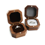 Personalized Square Ring Box Walnut Wood Proposal Engagement Wedding