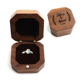 Personalized Square Ring Box Walnut Wood Proposal Engagement Wedding