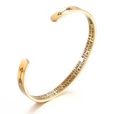 Engraved Inspirational Bracelet Stainless Steel Crown Letter Bangle