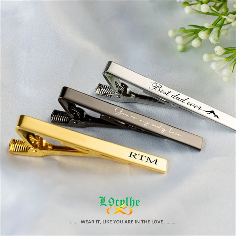 Personalized Engraved Tie Bar Name Tie Clip Stainless Steel