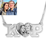 Engraved Photo Necklace Stainless Steel Heart Charm Personalized Portrait