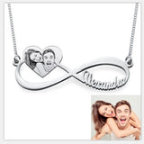 Engraved Photo Necklace Stainless Steel Heart Charm Personalized Portrait