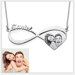 Engraved Photo Necklace Stainless Steel Heart Charm Personalized Portrait