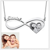 Engraved Photo Necklace Stainless Steel Heart Charm Personalized Portrait