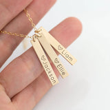 Personalized Vertical Names Necklace Stainless Steel Engraved Bar Necklace