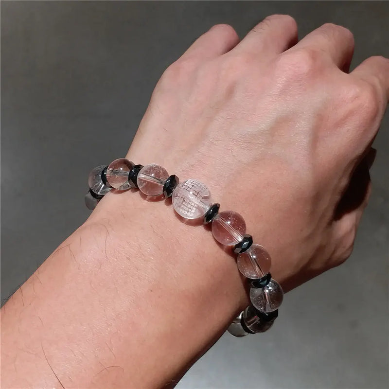 Heart Sutra Crystal Beads Bracelet Buddha Hematite Beaded Jewelry
