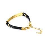 Engraving Name Chain Bracelets Stainless Steel + wax rope