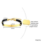 Engraving Name Chain Bracelets Stainless Steel + wax rope