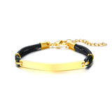 Engraving Name Chain Bracelets Stainless Steel + wax rope