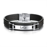 Engraved Stainless Steel Bracelet with Silicone Chain
