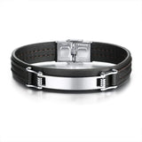 Engraved Stainless Steel Bracelet with Silicone Chain