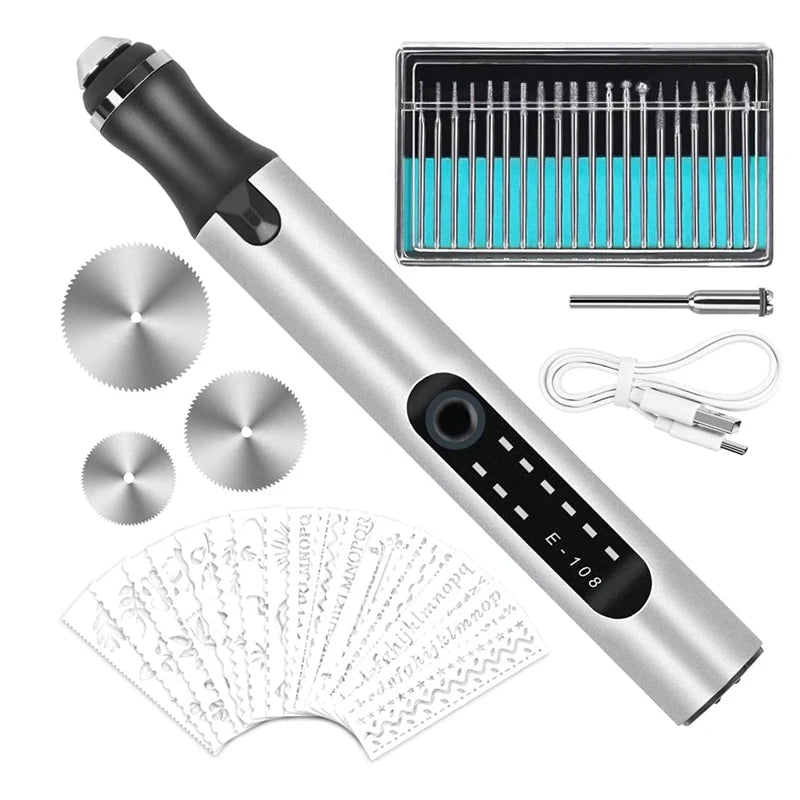 Electric Engraving Pen USB Rechargeable Engraver Tool Kit