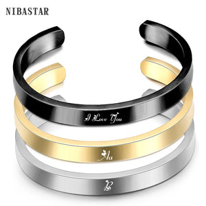 Personalized Couple Cuff Bracelets Stainless Steel Lover DIY Gift