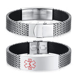Engraved Stainless Steel Medical Alert ID Bracelet for Men Women