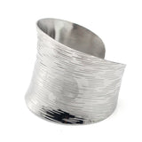 Wave Pattern Wide Bracelet Cuff Bangle Stainless Steel Jewelry