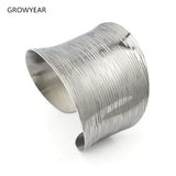 Wave Pattern Wide Bracelet Cuff Bangle Stainless Steel Jewelry