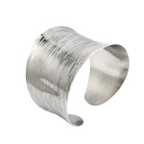 Wave Pattern Wide Bracelet Cuff Bangle Stainless Steel Jewelry