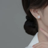 Crystal Rotating Windmill Earrings 925 Sterling Silver Jewelry