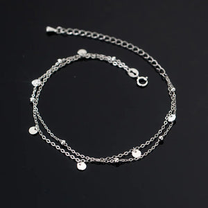 925 Silver Anklets Bracelet For Women Leg Jewelry Double Foot Chain