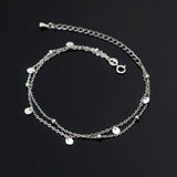 925 Silver Anklets Bracelet For Women Leg Jewelry Double Foot Chain