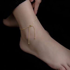 925 Silver Anklets Tassel Jewelry Adjustable Foot Bracelet