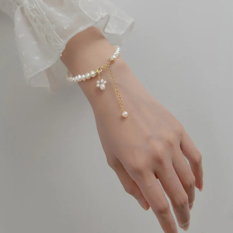 Vintage 925 Silver Pearl Cat Claw Bracelet