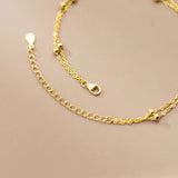 925 Silver Double Anklet Women Beach Round Bead Gothic Chain Jewelry