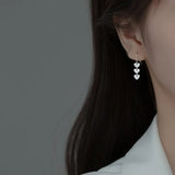 925 Silver Love Heart Drop Tassel Earrings, Summer Jewelry