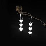 925 Silver Love Heart Drop Tassel Earrings, Summer Jewelry