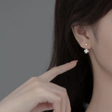 925 Silver Zircon Flower Stud Earrings Romantic Crystal Jewelry Gift