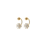925 Silver Zircon Flower Stud Earrings Romantic Crystal Jewelry Gift