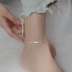 925 Silver Minimalist Snake Bone Anklet for Women