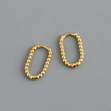 925 Silver Punk Hollow Beads Hoop Earrings for Women Girl