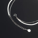 925 Silver Double Snake Bone Bean Charm Anklet for Women Beach Jewelry