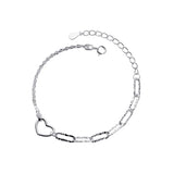 925 Silver Hollow Heart Bracelet for Women - Valentine's Gift