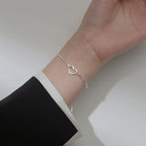925 Silver Hollow Heart Bracelet for Women - Valentine's Gift
