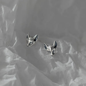 925 Sterling Silver Cat Earrings Hypoallergenic Kitten Studs Sensitive Ears