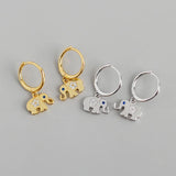 Sterling Silver Lucky Elephant Hoop Earrings for Women