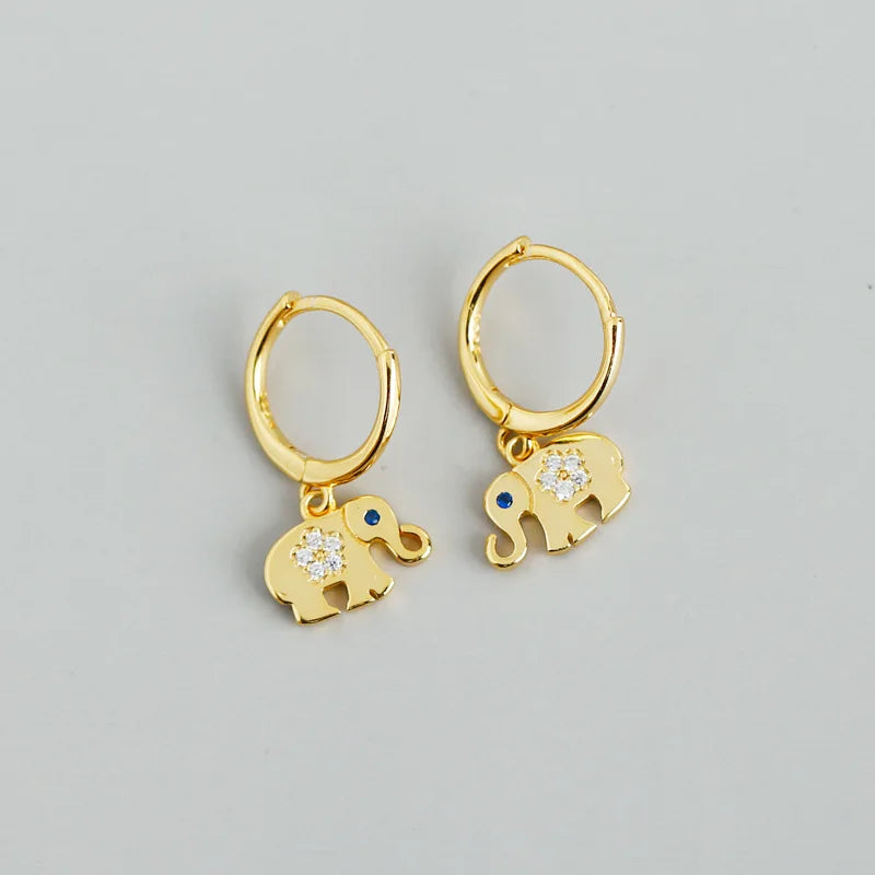 Sterling Silver Lucky Elephant Hoop Earrings for Women