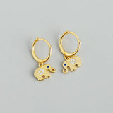 Sterling Silver Lucky Elephant Hoop Earrings for Women