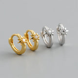 925 Silver Zircon Star Ear Buckle Women Earrings
