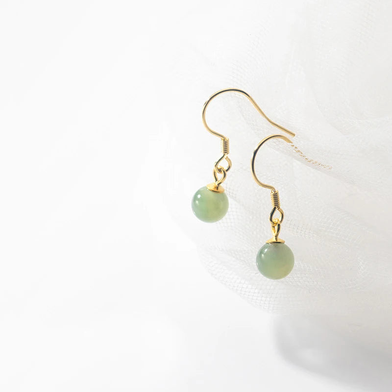 Light Green Stone Drop Earrings 925 Sterling Silver Jewelry
