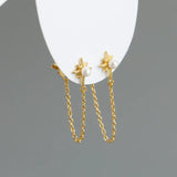 925 Silver Star Pearl Tassel Stud Earrings Bohemian Party Jewelry