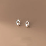Classic Droplet Rhinestone Stud Earrings for Women