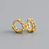 925 Silver Punk Hip-Hop Cuba Chain Hoop Earrings