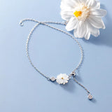 925 Sterling Silver Daisy Anklet for Women