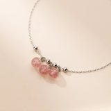 925 Silver Strawberry Crystal Beads Anklet Wedding Jewelry