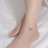 925 Silver Strawberry Crystal Beads Anklet Wedding Jewelry